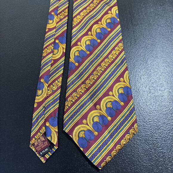 Metropolitan Museum Of Art Tie Silk Gold Maroon Stripe Neck Tie - Picture 1 of 6